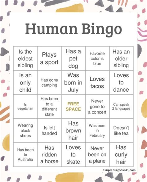 Free Printable Human Bingo