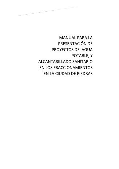 Pdf Manual Para La Presentacion De Proyectos De Agua Potable