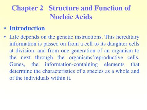 PPT - Chapter 2 Structure and Function of Nucleic Acids PowerPoint ...