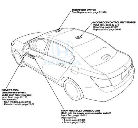 Honda Accord Component Location Index Moonroof Body Electrical Honda Accord Mk8 2008 2012