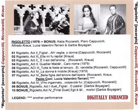 Rigoletto G Verdi Various Live Performance Excerpts Cd Piero