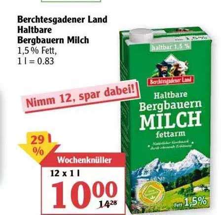 Berchtesgadener Land Haltbare Bergbauern Milch Angebot Bei Globus