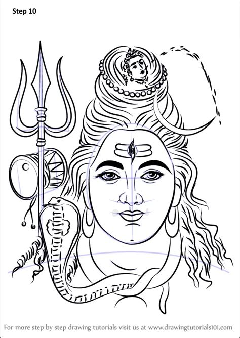 Learn How to Draw Lord Shiva Face (Hinduism) Step by Step : Drawing ...