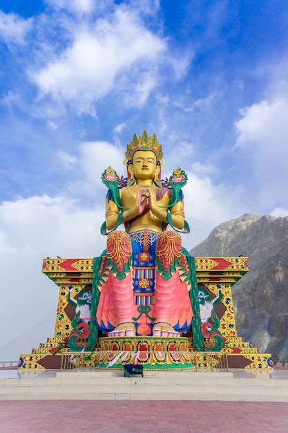 Premium Photo A Statue Of Maitreya Buddha At Diskit Monastery Nubra