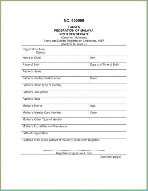 Birth Certificate Translation Template 4 Templates Example