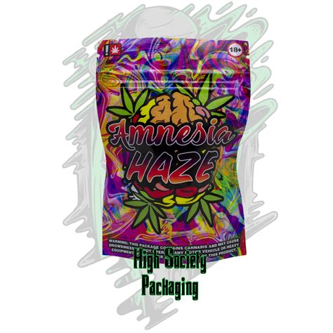 Amnesia Haze 3 5g Direct Printed Mylar Bag High Society Packaging