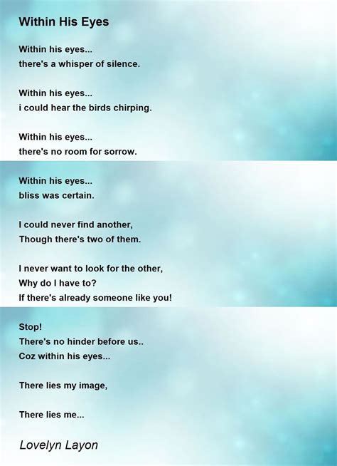 Within His Eyes Within His Eyes Poem By Lovelyn Layon