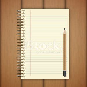 Blank Realistic Spiral Notepad Notebook And Pencil Vector Stock Clipart