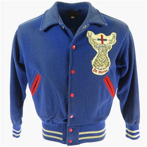 Vintage 40s De Matha Varsity Letterman Jacket 40 D Pocket Wool Patches