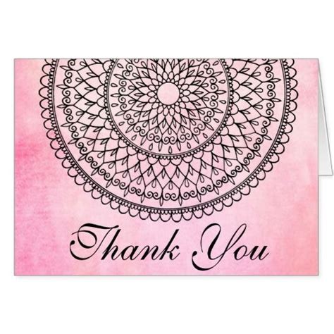 A Thank Card With The Words Thank You In Black Ink On Pink Watercolor Paper