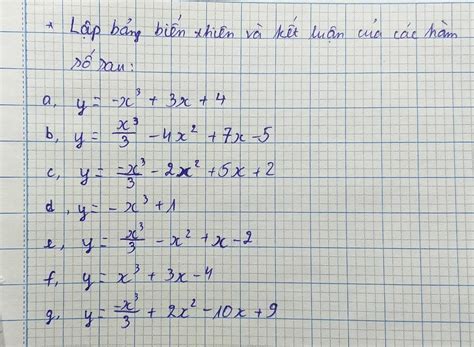 Giúp Mình Làm Câu A B C D E F G Với Mình đang Cần Gấpa Lập Bảng Biến Thiên Và Kết Luận Của Các