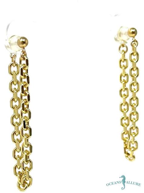 Gfb Heavy Link Stud Drop Earrings Oceans Allure