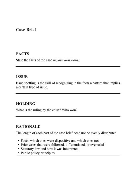 Case Outline Template