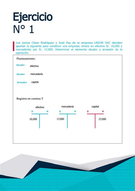 S7 Ejercicios De Partida Doble N 1 Planteamiento Deudor Deudor