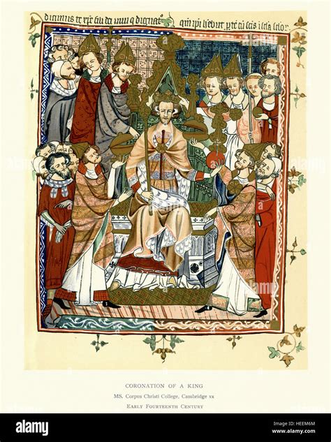 Medieval Illustration Of The Coronation Of A King Early 14th Century