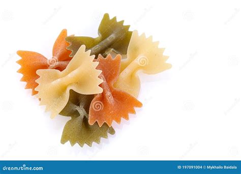 Color Farfalle Dry Pasta Isolated On A White Background A Variety Of