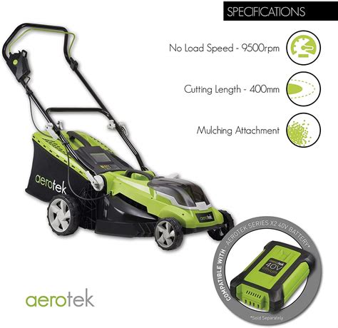 Aerotek 40v X2 Series Cordless Lawnmower Lithium Ion 2ah X2 Batteries And Charger Included