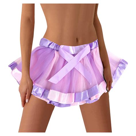 Entyinea Tulle Skirts For Women Solid Color Miniskirts Low Rise Mini