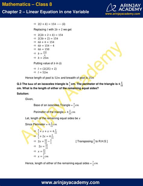 Ncert Solutions For Class Maths Chapter Exercise Linear