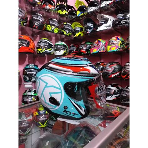 Jual Helm Kyt Kyoto Motif Aqua Blue Kyt Kyoto Shopee Indonesia