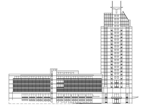 Commercial Building Elevation AutoCAD Drawing - Cadbull