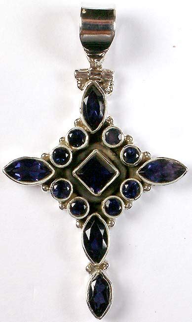 Faceted Iolite Pendant Exotic India Art