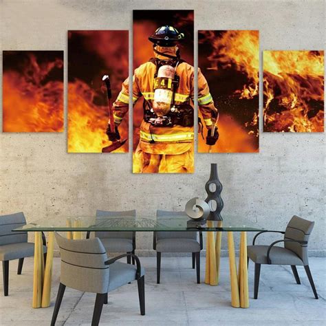 Firefighter Hero – Career 5 Panel Canvas Art Wall Decor – Canvas Storm