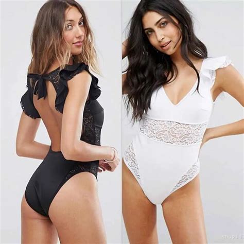 Sexy Women Swimsuit 2018 New Lace Floral Solid One Piece Swimsuit