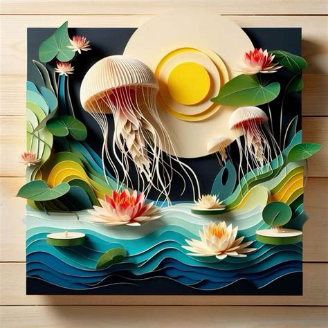 3d paper jellyfish | Ocean paper art, Jellyfish paper craft, Paper