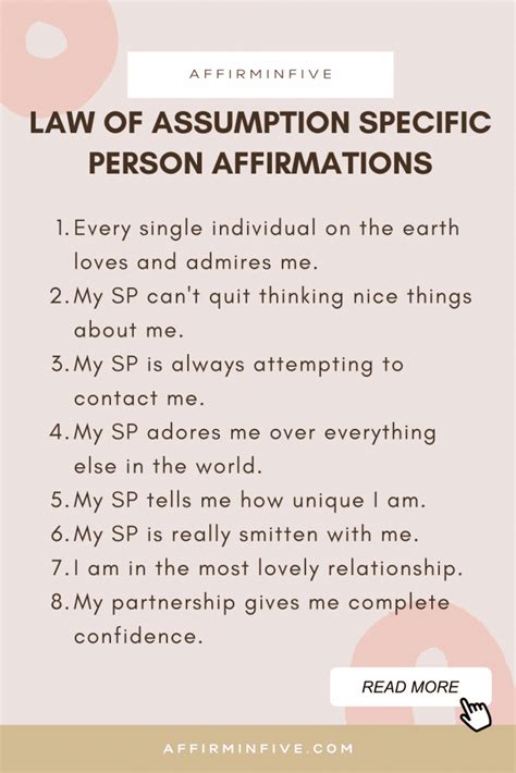 Law Of Assumption For Specific Person Affirmations Affirm In Five