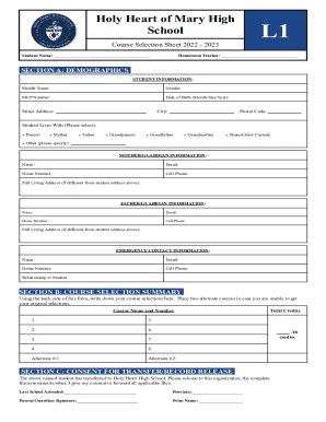 Fillable Online Course Selection Sheet Fax Email Print