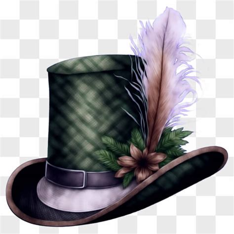 Download Elegant Green Top Hat with Ornamental Feather PNG Online ...