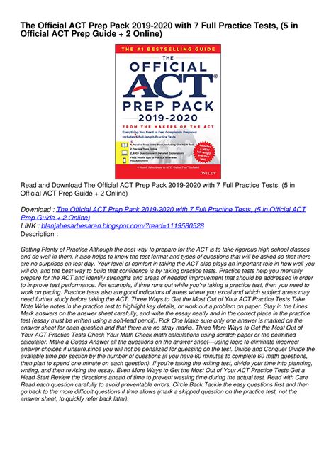 Pdf Kindle Download The Official Act Prep Pack 2019 2020 With 7 Full