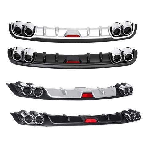 Piece Car Universal Rear Bumper Diffuser Lip Abs Plastic Black Silver