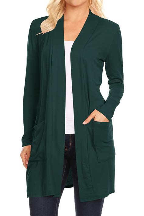 Moa Collection Womens Casual Long Sleeves Side Pockets Solid Cardigan