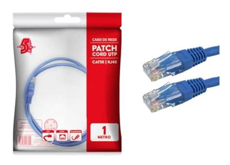 CABO DE REDE PATCH CORD CAT5E UTP 1 METRO AZUL 5