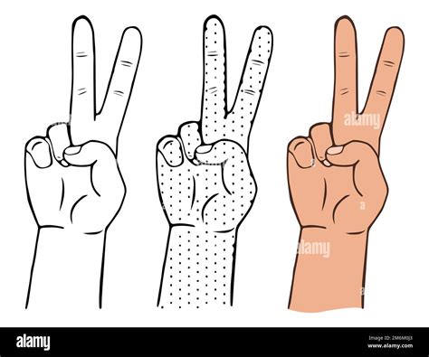 Vector Illustration Of A Hand Showing A Gesture Of Peace Or Victory