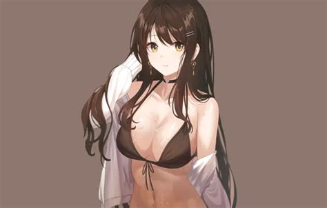 Kawaii Girl Sexy Boobs Brunette Babe Cute Bikini Anime