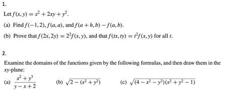 Solved 1 Let F X Y X2 2xy Y2 A Find F 1 2