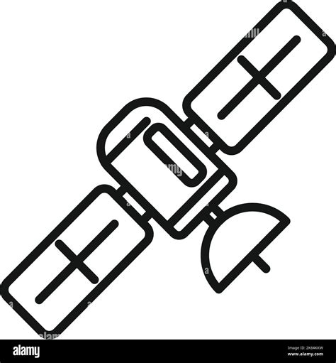 Space Satellite Icon Outline Vector Control Center Monitor Process