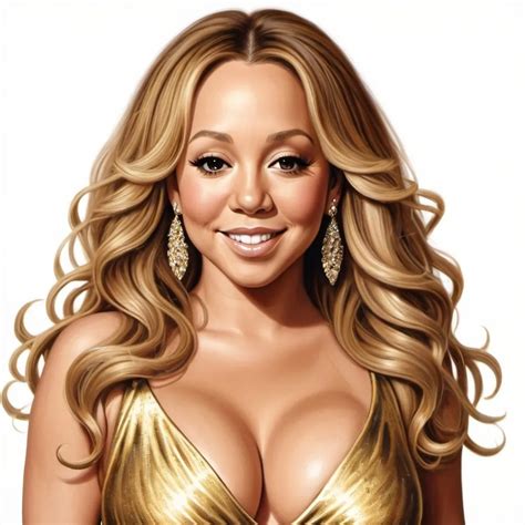 Hyper Realistic Mariah Carey Wearing A Fitted Gold D