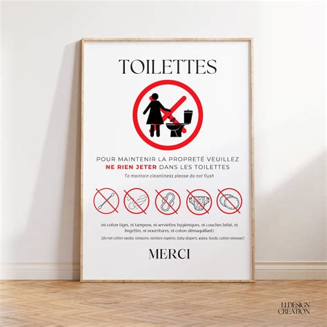 Affiche Ne Rien Jeter Dans Les Toilettes Airbnb Imprimer Pour Invit S