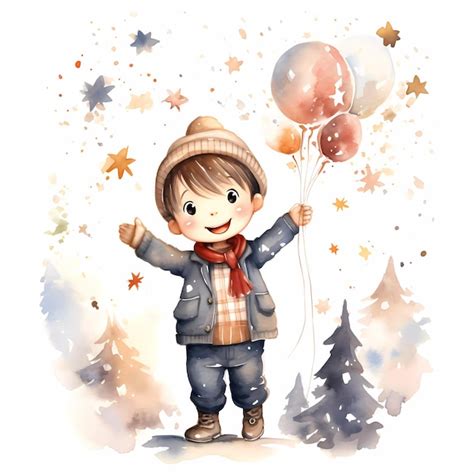 Premium AI Image | Watercolor hand drawing set of happy kids