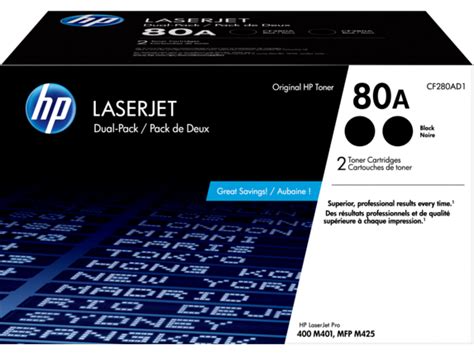 HP 80A 2-pack Black Original LaserJet Toner Cartridges, CF280AD1