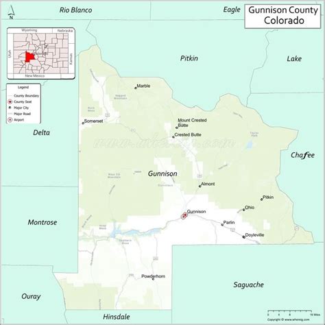 Map Of Gunnison County Colorado Showing Cities Highways And Important