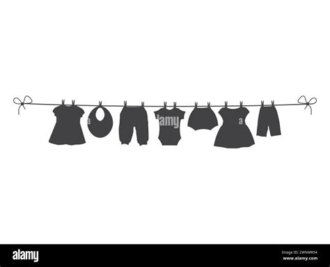 Clothesline Vector, Line of Clothes, women Clothesline, Clothesline silhouettes, Clothesline ...