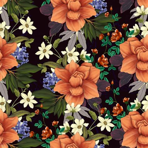 Premium PSD Vintage Floral Seamless Pattern