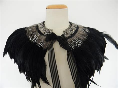 Black Feather Spot Cape Feather Collar Feather Cape Feather Cape Black Feathers Feather