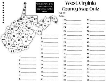 West Virginia County Map Quiz by Caitlin Saghy | TPT