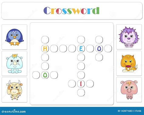 Ingl s Para Los Ni os Crucigrama De Los Animales Ilustración del Vector